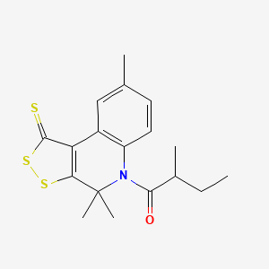 molecular formula C18H21NOS3 B11660773 4,4,8-trimethyl-5-(2-methylbutanoyl)-4,5-dihydro-1H-[1,2]dithiolo[3,4-c]quinoline-1-thione 