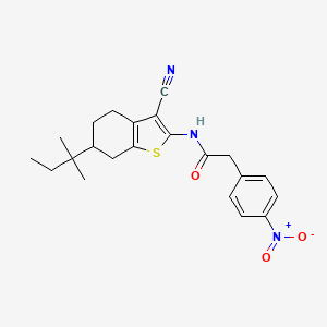 N-[3-cyano-6-(2-methylbutan-2-yl)-4,5,6,7-tetrahydro-1-benzothiophen-2-yl]-2-(4-nitrophenyl)acetamide