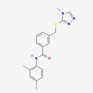 molecular formula C18H17IN4OS B11660781 N-(4-Iodo-2-methylphenyl)-3-[[(4-methyl-4H-1,2,4-triazol-3-yl)thio]methyl]benzamide CAS No. 381679-11-4