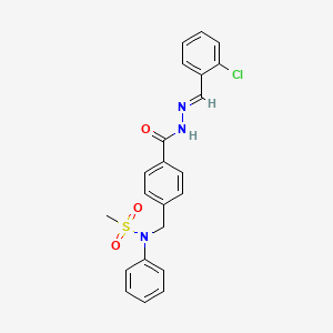 molecular formula C22H20ClN3O3S B11660797 N-(4-{[(2E)-2-(2-chlorobenzylidene)hydrazinyl]carbonyl}benzyl)-N-phenylmethanesulfonamide 