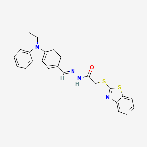 molecular formula C24H20N4OS2 B11660806 2-(1,3-benzothiazol-2-ylsulfanyl)-N'-[(E)-(9-ethyl-9H-carbazol-3-yl)methylidene]acetohydrazide CAS No. 303107-42-8