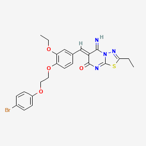 molecular formula C24H23BrN4O4S B11660816 (6Z)-6-{4-[2-(4-bromophenoxy)ethoxy]-3-ethoxybenzylidene}-2-ethyl-5-imino-5,6-dihydro-7H-[1,3,4]thiadiazolo[3,2-a]pyrimidin-7-one 