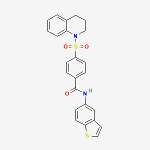 molecular formula C24H20N2O3S2 B11660876 N-(benzo[b]thiophen-5-yl)-4-((3,4-dihydroquinolin-1(2H)-yl)sulfonyl)benzamide 