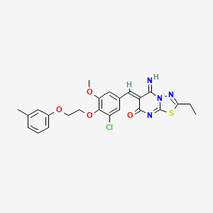 molecular formula C24H23ClN4O4S B11660921 (6Z)-6-{3-chloro-5-methoxy-4-[2-(3-methylphenoxy)ethoxy]benzylidene}-2-ethyl-5-imino-5,6-dihydro-7H-[1,3,4]thiadiazolo[3,2-a]pyrimidin-7-one 