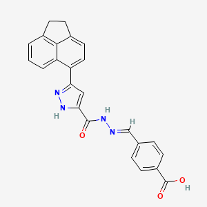 4-[(E)-({[3-(1,2-dihydroacenaphthylen-5-yl)-1H-pyrazol-5-yl]carbonyl}hydrazono)methyl]benzoic acid