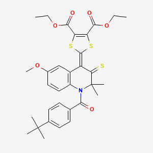 diethyl 2-{1-[(4-tert-butylphenyl)carbonyl]-6-methoxy-2,2-dimethyl-3-thioxo-2,3-dihydroquinolin-4(1H)-ylidene}-1,3-dithiole-4,5-dicarboxylate