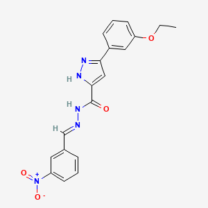 molecular formula C19H17N5O4 B11660986 3-(3-ethoxyphenyl)-N'-(3-nitrobenzylidene)-1H-pyrazole-5-carbohydrazide 