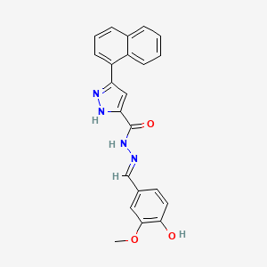 molecular formula C22H18N4O3 B11660998 N'-[(E)-(4-hydroxy-3-methoxyphenyl)methylidene]-3-(naphthalen-1-yl)-1H-pyrazole-5-carbohydrazide 