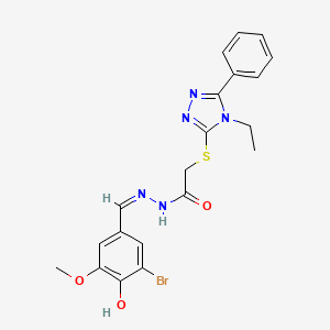 N'-[(Z)-(3-Bromo-4-hydroxy-5-methoxyphenyl)methylidene]-2-[(4-ethyl-5-phenyl-4H-1,2,4-triazol-3-YL)sulfanyl]acetohydrazide