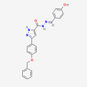 molecular formula C24H20N4O3 B11661010 3-[4-(benzyloxy)phenyl]-N'-[(E)-(4-hydroxyphenyl)methylidene]-1H-pyrazole-5-carbohydrazide 