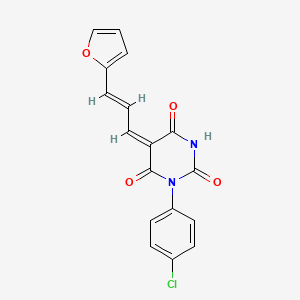 (5E)-1-(4-chlorophenyl)-5-[(2E)-3-(furan-2-yl)prop-2-en-1-ylidene]pyrimidine-2,4,6(1H,3H,5H)-trione