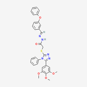 N'-[(E)-(3-phenoxyphenyl)methylidene]-2-{[4-phenyl-5-(3,4,5-trimethoxyphenyl)-4H-1,2,4-triazol-3-yl]sulfanyl}acetohydrazide