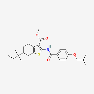 molecular formula C26H35NO4S B11661027 Methyl 6-(2-methylbutan-2-yl)-2-({[4-(2-methylpropoxy)phenyl]carbonyl}amino)-4,5,6,7-tetrahydro-1-benzothiophene-3-carboxylate 