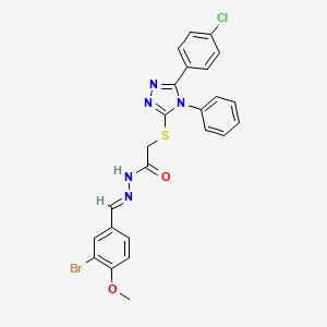 molecular formula C24H19BrClN5O2S B11661046 N'-[(E)-(3-bromo-4-methoxyphenyl)methylidene]-2-{[5-(4-chlorophenyl)-4-phenyl-4H-1,2,4-triazol-3-yl]sulfanyl}acetohydrazide 