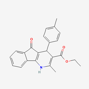 molecular formula C23H21NO3 B11661048 ethyl 2-methyl-4-(4-methylphenyl)-5-oxo-4,5-dihydro-1H-indeno[1,2-b]pyridine-3-carboxylate 