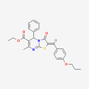 ethyl (2Z)-7-methyl-3-oxo-5-phenyl-2-(4-propoxybenzylidene)-2,3-dihydro-5H-[1,3]thiazolo[3,2-a]pyrimidine-6-carboxylate