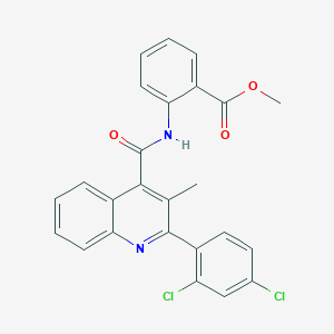 molecular formula C25H18Cl2N2O3 B11661068 Methyl 2-({[2-(2,4-dichlorophenyl)-3-methylquinolin-4-yl]carbonyl}amino)benzoate 