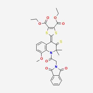 diethyl 2-{1-[(1,3-dioxo-1,3-dihydro-2H-isoindol-2-yl)acetyl]-8-methoxy-2,2-dimethyl-3-thioxo-2,3-dihydroquinolin-4(1H)-ylidene}-1,3-dithiole-4,5-dicarboxylate