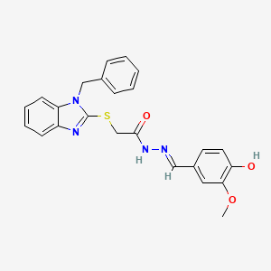 2-[(1-benzyl-1H-benzimidazol-2-yl)sulfanyl]-N'-[(E)-(4-hydroxy-3-methoxyphenyl)methylidene]acetohydrazide