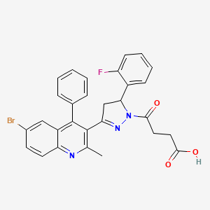 4-[3-(6-bromo-2-methyl-4-phenylquinolin-3-yl)-5-(2-fluorophenyl)-4,5-dihydro-1H-pyrazol-1-yl]-4-oxobutanoic acid