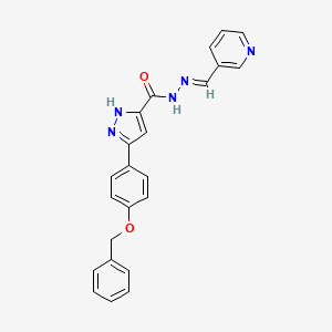 molecular formula C23H19N5O2 B11661215 3-[4-(benzyloxy)phenyl]-N'-[(E)-3-pyridinylmethylidene]-1H-pyrazole-5-carbohydrazide 