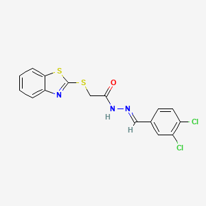 molecular formula C16H11Cl2N3OS2 B11661224 2-(1,3-benzothiazol-2-ylsulfanyl)-N'-[(E)-(3,4-dichlorophenyl)methylidene]acetohydrazide 