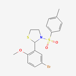 molecular formula C17H18BrNO3S2 B11661229 2-(5-Bromo-2-methoxyphenyl)-3-[(4-methylphenyl)sulfonyl]-1,3-thiazolidine 