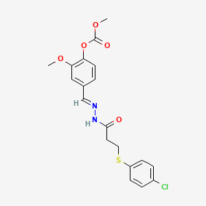 molecular formula C19H19ClN2O5S B11661239 4-[(E)-(2-{3-[(4-chlorophenyl)sulfanyl]propanoyl}hydrazinylidene)methyl]-2-methoxyphenyl methyl carbonate 