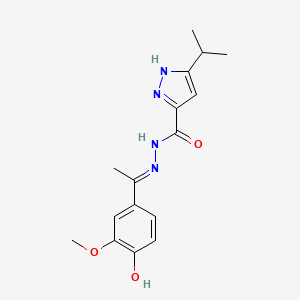 molecular formula C16H20N4O3 B11661258 N'-(1-(4-Hydroxy-3-methoxyphenyl)ethylidene)-5-isopropyl-1H-pyrazole-3-carbohydrazide CAS No. 302917-81-3