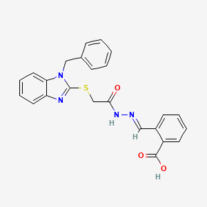 molecular formula C24H20N4O3S B11661265 2-{[2-(1-Benzyl-1H-benzoimidazol-2-ylsulfanyl)-acetyl]-hydrazonomethyl}-benzoic acid 