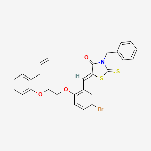 molecular formula C28H24BrNO3S2 B11661276 (5Z)-3-benzyl-5-(5-bromo-2-{2-[2-(prop-2-en-1-yl)phenoxy]ethoxy}benzylidene)-2-thioxo-1,3-thiazolidin-4-one 