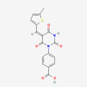 molecular formula C17H12N2O5S B11661285 4-[(5E)-5-[(5-methylthiophen-2-yl)methylidene]-2,4,6-trioxotetrahydropyrimidin-1(2H)-yl]benzoic acid 