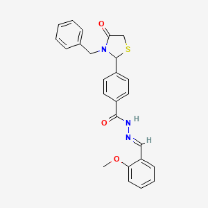 4-(3-benzyl-4-oxo-1,3-thiazolidin-2-yl)-N'-[(E)-(2-methoxyphenyl)methylidene]benzohydrazide