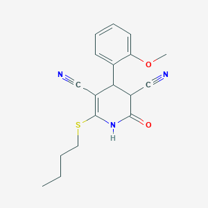 molecular formula C18H19N3O2S B11661312 6-(Butylsulfanyl)-4-(2-methoxyphenyl)-2-oxo-1,2,3,4-tetrahydropyridine-3,5-dicarbonitrile 