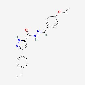 molecular formula C21H22N4O2 B11661341 N'-[(E)-(4-ethoxyphenyl)methylidene]-3-(4-ethylphenyl)-1H-pyrazole-5-carbohydrazide 