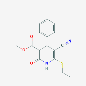 molecular formula C17H18N2O3S B11661349 Methyl 5-cyano-6-(ethylsulfanyl)-4-(4-methylphenyl)-2-oxo-1,2,3,4-tetrahydropyridine-3-carboxylate 