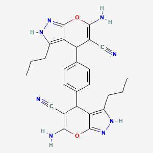 4,4'-(1,4-Phenylene)bis(6-amino-3-propyl-2,4-dihydropyrano[2,3-c]pyrazole-5-carbonitrile)