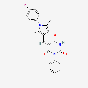 (5E)-5-{[1-(4-fluorophenyl)-2,5-dimethyl-1H-pyrrol-3-yl]methylidene}-1-(4-methylphenyl)pyrimidine-2,4,6(1H,3H,5H)-trione