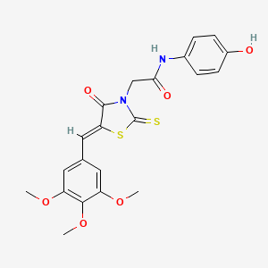 molecular formula C21H20N2O6S2 B11661389 N-(4-hydroxyphenyl)-2-[(5Z)-4-oxo-2-sulfanylidene-5-[(3,4,5-trimethoxyphenyl)methylidene]-1,3-thiazolidin-3-yl]acetamide 