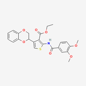 molecular formula C24H23NO7S B11661415 Ethyl 4-(2,3-dihydro-1,4-benzodioxin-2-yl)-2-{[(3,4-dimethoxyphenyl)carbonyl]amino}thiophene-3-carboxylate 