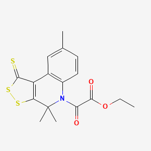 molecular formula C17H17NO3S3 B11661446 ethyl oxo(4,4,8-trimethyl-1-thioxo-1,4-dihydro-5H-[1,2]dithiolo[3,4-c]quinolin-5-yl)acetate 