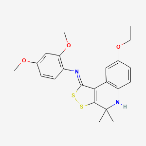 molecular formula C22H24N2O3S2 B11661452 N-[(1Z)-8-ethoxy-4,4-dimethyl-4,5-dihydro-1H-[1,2]dithiolo[3,4-c]quinolin-1-ylidene]-2,4-dimethoxyaniline 