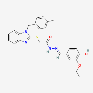 N'-[(E)-(3-Ethoxy-4-hydroxyphenyl)methylidene]-2-{[1-(4-methylbenzyl)-1H-benzimidazol-2-YL]sulfanyl}acetohydrazide