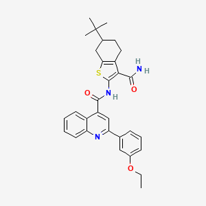 molecular formula C31H33N3O3S B11661514 N-(6-tert-butyl-3-carbamoyl-4,5,6,7-tetrahydro-1-benzothiophen-2-yl)-2-(3-ethoxyphenyl)quinoline-4-carboxamide 