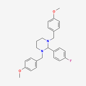 molecular formula C26H29FN2O2 B11661519 2-(4-Fluorophenyl)-1,3-bis[(4-methoxyphenyl)methyl]-1,3-diazinane 