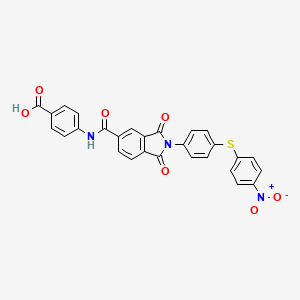 molecular formula C28H17N3O7S B11661522 4-{[(2-{4-[(4-nitrophenyl)sulfanyl]phenyl}-1,3-dioxo-2,3-dihydro-1H-isoindol-5-yl)carbonyl]amino}benzoic acid 