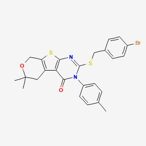 5-[(4-bromophenyl)methylsulfanyl]-12,12-dimethyl-4-(4-methylphenyl)-11-oxa-8-thia-4,6-diazatricyclo[7.4.0.02,7]trideca-1(9),2(7),5-trien-3-one