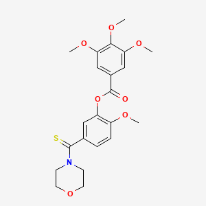 molecular formula C22H25NO7S B11661564 2-Methoxy-5-(morpholin-4-ylcarbonothioyl)phenyl 3,4,5-trimethoxybenzoate 