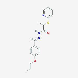 molecular formula C18H21N3O2S B11661575 N'-[(E)-(4-propoxyphenyl)methylidene]-2-(pyridin-2-ylsulfanyl)propanehydrazide 