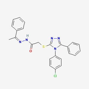 molecular formula C24H20ClN5OS B11661577 2-{[4-(4-Chlorophenyl)-5-phenyl-4H-1,2,4-triazol-3-YL]sulfanyl}-N'-[(1Z)-1-phenylethylidene]acetohydrazide 